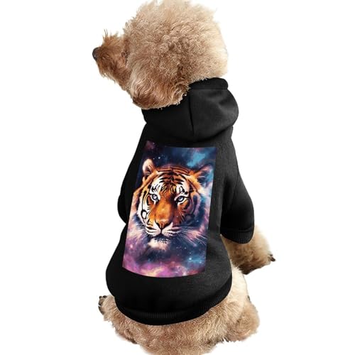 Hundepullover, warme Hunde- und Katzenbekleidung, Winter-Hundemantel mit Kapuze, weiche Haustierkleidung, XS-2XL, kaltes Wetter, Galaxy Tiger, Hundejacke für kleine, mittelgroße Hunde und Katzen von FZQVSGW