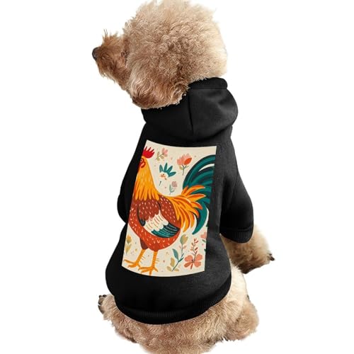 Hundepullover, warme Hunde- und Katzenbekleidung, Winter-Hundemantel mit Kapuze, weiche Haustierkleidung, XS-2XL, kaltes Wetter, Huhn- und Hahn-Druck, Hundejacke für kleine, mittelgroße Hunde und von FZQVSGW