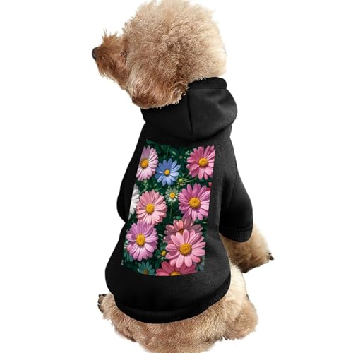 Hundepullover, warme Hunde- und Katzenbekleidung, Winter-Hundemantel mit Kapuze, weiche Haustierkleidung, XS-2XL, kaltes Wetter, Pflanze, Blumen, Hundejacke für kleine, mittelgroße Hunde und Katzen von FZQVSGW