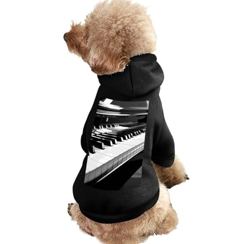 Hundepullover, warme Hunde- und Katzenbekleidung, Winter-Hundemantel mit Kapuze, weiche Haustierkleidung, XS-2XL, kaltes Wetter, Schwarz / Weiß, Klaviertastatur, Hundejacke für kleine, mittelgroße von FZQVSGW