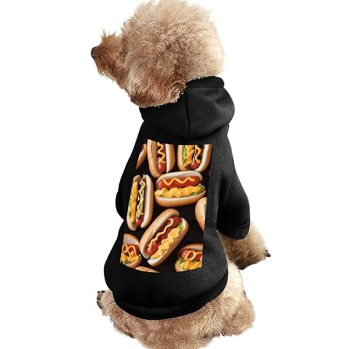 Hundepullover, warme Hunde- und Katzenbekleidung, Winter-Hundemantel mit Kapuze, weiche Haustierkleidung, XS-2XL, kaltes Wetter, lustiges Essen, Hot Dogs, Hundejacke für kleine, mittelgroße Hunde und von FZQVSGW