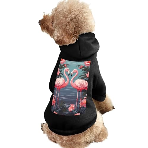 Hundepullover, warme Hunde- und Katzenbekleidung, Winter-Hundemantel mit Kapuze, weiche Haustierkleidung, XS-2XL, kaltes Wetter, tropische Flamingos, Hundejacke für kleine, mittelgroße Hunde und von FZQVSGW