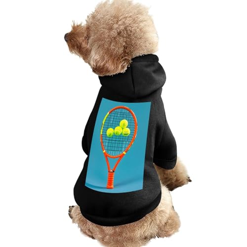 Hundepullover, warme Hunde- und Katzenbekleidung, Winter-Hundemantel mit Kapuze, weiche Haustierkleidung, XS-2XL, lustiges Tennisschläger und Tennisbälle, Hundejacke für kleine, mittelgroße Hunde und von FZQVSGW