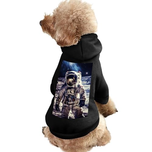 Hundepullover, warme Hunde- und Katzenkleidung, Winter-Hundemantel mit Kapuze, weiche Haustierkleidung, Größe XS-XXL, kaltes Wetter, US-Astronauten-Reise, Mond-Hundejacke für kleine, mittelgroße Hunde von FZQVSGW