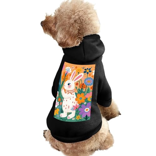 Hundepullover, warme Hunde- und Katzenkleidung, Winter-Hundemantel mit Kapuze, weiche Haustierkleidung, XS-2XL, kaltes Wetter, Blumen, Hasen, Vögel, Hundejacke für kleine, mittelgroße Hunde und Katzen von FZQVSGW