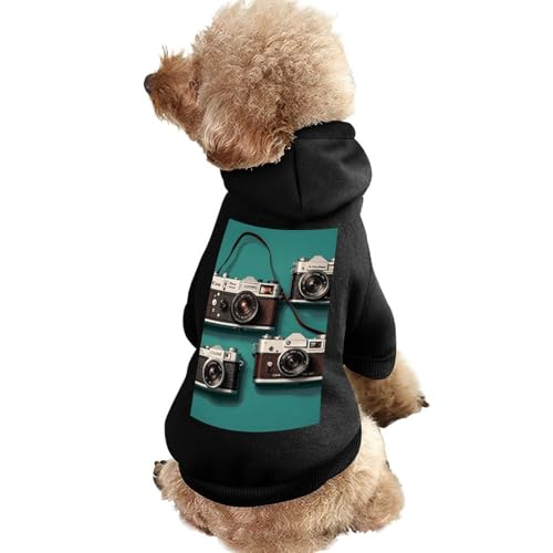 Hundepullover, warme Hunde- und Katzenkleidung, Winter-Hundemantel mit Kapuze, weiche Haustierkleidung, XS-2XL, kaltes Wetter, Retro, coole Kamerakollektion, Hundejacke für kleine, mittelgroße Hunde von FZQVSGW