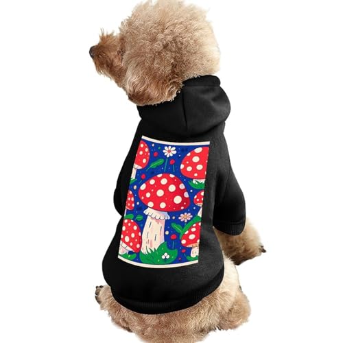 Hundepullover, warme Hunde- und Katzenkleidung, Winter-Hundemantel mit Kapuze, weiche Haustierkleidung, XS-2XL, kaltes Wetter, helle Pilze, Kunst-Hundejacke für kleine, mittelgroße Hunde und Katzen von FZQVSGW