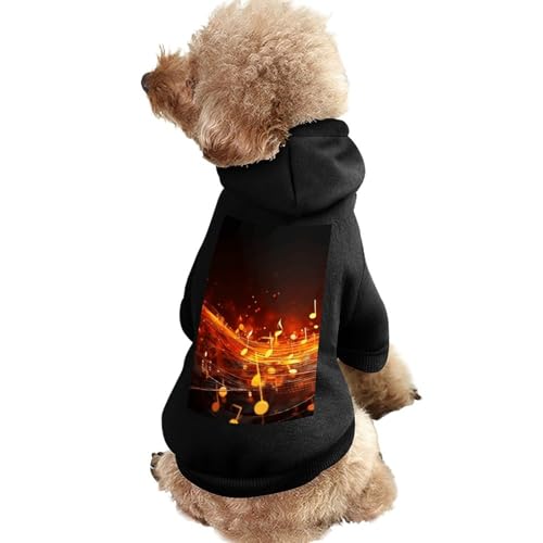 Hundepullover, warme Hunde- und Katzenkleidung, Winter-Hundemantel mit Kapuze, weiche Haustierkleidung, XS-2XL, kaltes Wetter, rote Flamme, Musiknote, Hundejacke für kleine, mittelgroße Hunde und von FZQVSGW