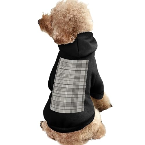 Warmer Hundepullover für Hunde und Katzen, Winter-Hundemantel mit Kapuze, weiche Haustierkleidung, Größe XS-XXL, kaltes Wetter, graues Karomuster, Hundejacke für kleine, mittelgroße Hunde und Katzen von FZQVSGW