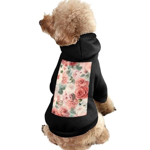 Warmer Hundepullover für Hunde und Katzen, Winter-Hundemantel mit Kapuze, weiche Haustierkleidung, Größe XS-XXL, kaltes Wetter, weiche Farbe, blasse, verblasste Rosenmischung, Hundejacke für kleine, von FZQVSGW