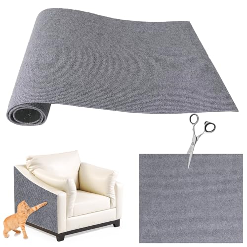 Selbstklebend Kratzmatte Katze, Kratzschutz Sofa Katze, DIY Kratzbretter Katze kratzwand für Katzen Möbel Kratzteppich Couch-Schutz (Grau, 100 * 30cm) von FaAmour