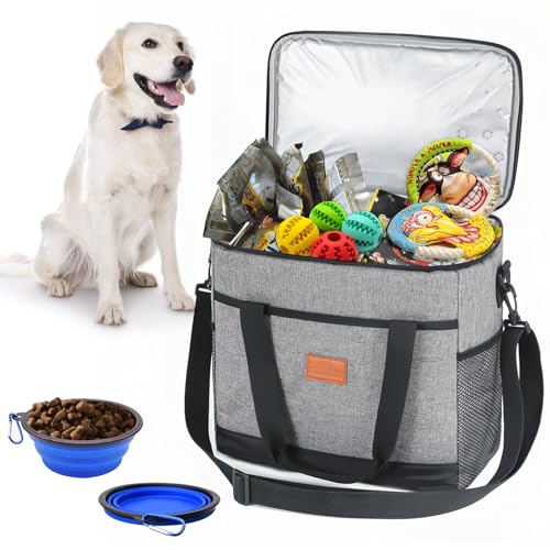 Hund Reisetasche FaAmour Reisetasche für Hundeausrüstung Haustier Reiseset mit 2 Faltbare Hundenäpfe Leckereien, Spielzeug ideal für Reisen, Camping von FaAmour