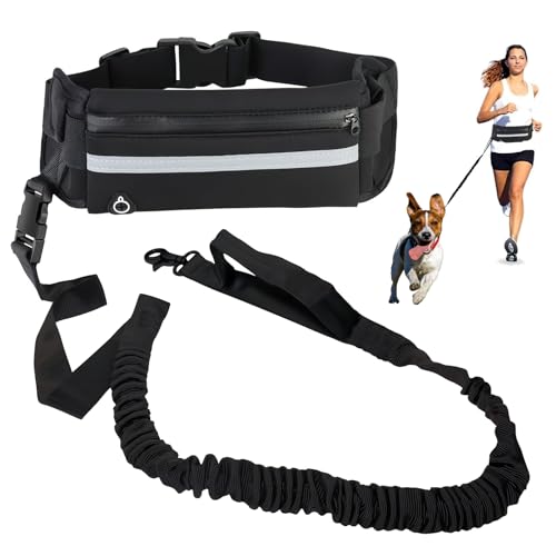 Pet Hands Free Dog Lead, Soft Padded Dual Handle Retractable Bungee Lead with Reflective Stitches, Adjustable Wasit Lead for Dog Walking Running Jogging, for Medium Large Dogs von FaAmour