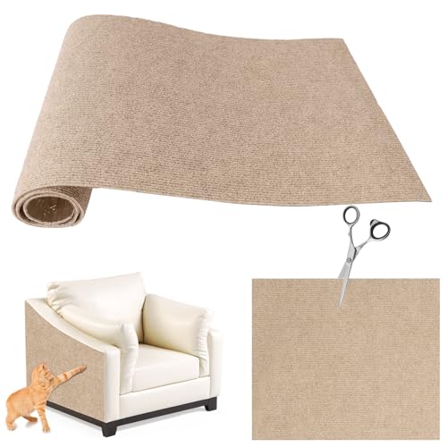 Selbstklebend Kratzmatte Katze, Kratzschutz Sofa Katze, DIY Kratzbretter Katze kratzwand für Katzen Möbel Kratzteppich Couch-Schutz (Khaki, 100X30cm) von FaAmour