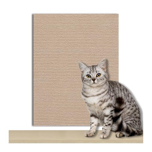 Selbstklebend kratzmatte Katze, Kratzbretter Katze Wand, DIY Kratzbrett Katze, Kratzschutz Sofa Katze Ideal für kratzteppich Katzen, Katzenkratzbretter, Kratzwand 200x40cm (Khaki) von FaAmour