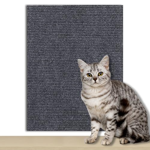 Selbstklebend kratzmatte Katze, Kratzbretter Katze Wand, DIY Kratzbrett Katze, Kratzschutz Sofa Katze Ideal für kratzteppich Katzen, Katzenkratzbretter, Kratzwand 200x40cm (dunkelgrau) von FaAmour