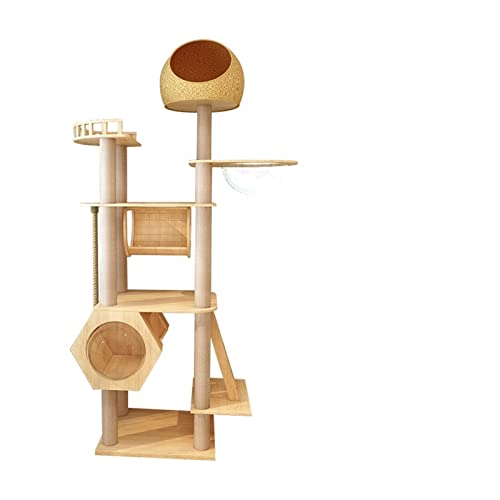 Katzen-Klettergerüst, Turm, Holz, große Raumkapsel, integrierte Sprungplattform, Katzenkratzstange, künstlich, s von FaLkiN