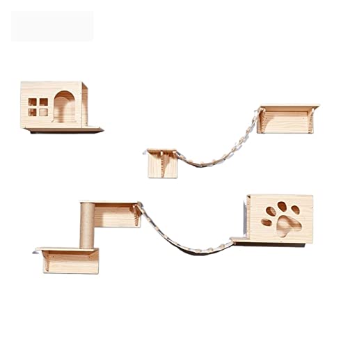 Katzen-Klettergerüst, an der Wand montierter Holz-Katzenstreu-Baum, Katzen-Wand-Sprungplattform, Haltepfosten-Platte von FaLkiN