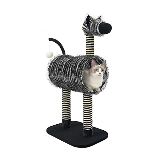 Katzenklettergerüst Kratzbaum, Zebra-Katzenklettergerüst universell für Vier Jahreszeiten, Katzennest-Katzenbaum mit integriertem Katzentunnel, Schleifklaue-Katzenhaltepfosten, geeignet für den I von FaLkiN