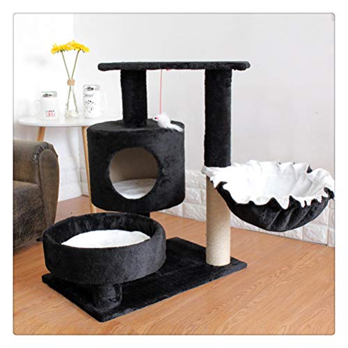 Katzenkratzturm Bäume Katzenspielrahmen Produkt Baumhaus Bettmöbel Katzenkratzbrett Kratzsäule Natursisal Katzenklettergerüst Kratzbrett (Farbe: Schwarz) von FaLkiN