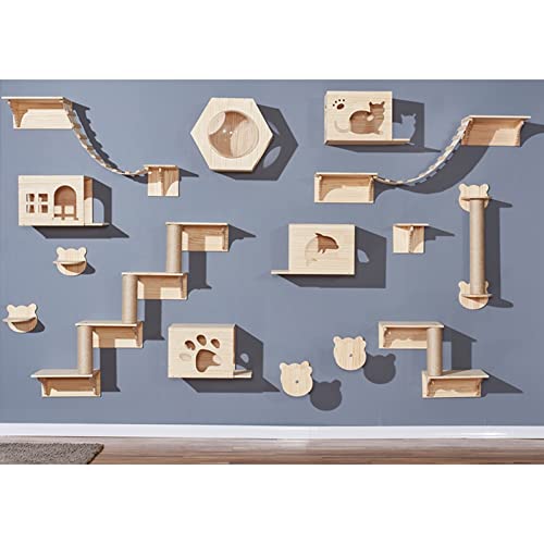 Katzenregale und Sitzstangen für die Wand – Luxus-Set mit Möbeln zum Ausruhen und Spielen, Wandmontage, Regal, Katzenregal von FaLkiN