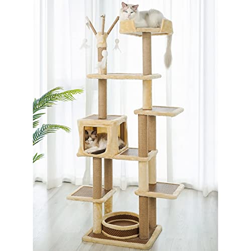 Katzenturm 62 Zoll mehrstufiger Katzenkratzbaum, Wandkatzenregale mit Sisalseil-Kratzbäumen für Kätzchen und große Katzen von FaLkiN