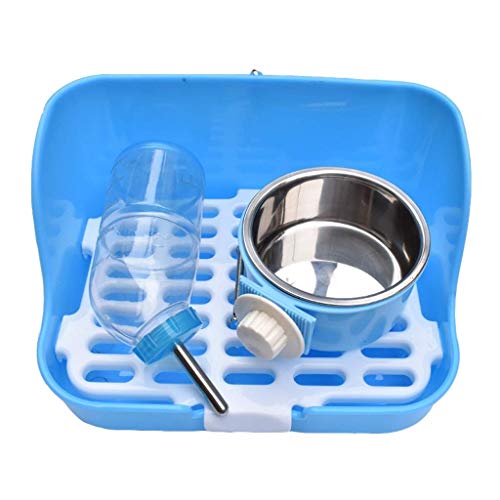 Langlebige Haustier-Toilette, Haustier-Trainer-Toiletten-Katzenklo-Set mit Wasserflasche und Schüssel, Kaninchen-Katzentoilette für kleine Tiere (Farbe: Blau) (Blau S) von FaLkiN