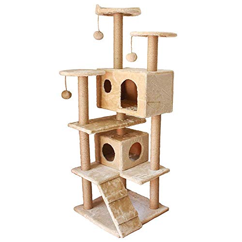 Spieltürme für Katzen, mehrschichtiger Sisal, großer Kratzbaum, Katzennest, luxuriöser Katzenkratzbaum, Katzenspielzeug, Katzenklettergerüst, Bäume für Katzen (Farbe: Beige, Größe: 50 x 50 x 150 von FaLkiN