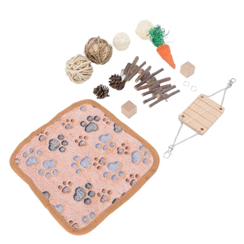 Fabater Hamster-Kauspielzeug-Set, Handgewebtes Meerschweinchen-Spielzeug Hält die Zähne Gesund und knirscht. Interessant für den Herbst für Mäusehamster von Fabater