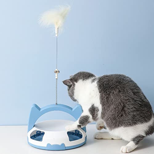 Fabater Katzen-Laufrollenspielzeug, Sicheres, Rutschfestes, Automatisch Rotierendes Federspielzeug, Lindert Langeweile, Bissfest, mit Glockenball für Katzen für Zuhause (Blue) von Fabater