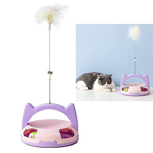 Fabater Katzen-Laufrollenspielzeug, Sicheres, Rutschfestes, Automatisch Rotierendes Federspielzeug, Lindert Langeweile, Bissfest, mit Glockenball für Katzen für Zuhause (Purple) von Fabater