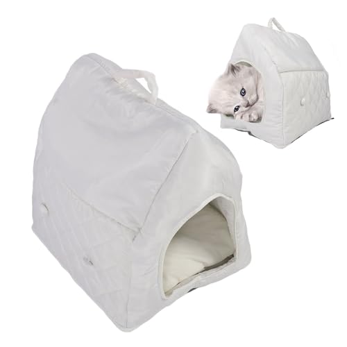 Fabater Katzenbetten für Wohnungskatzen, Weiches, Bequemes Katzenhauszelt, Katzenhöhle für Kätzchen und Kleine Haustiere, Ganzjahres-Katzenversteck, 23,62 X 20,87 X 17,72 Zoll (Beige) von Fabater