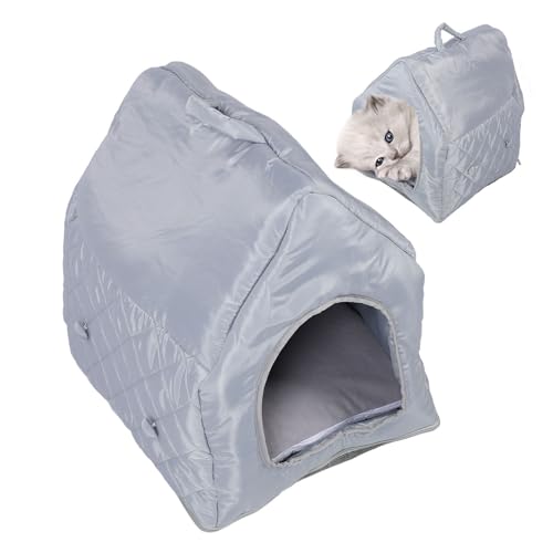 Fabater Katzenbetten für Wohnungskatzen, Weiches, Bequemes Katzenhauszelt, Katzenhöhle für Kätzchen und Kleine Haustiere, Ganzjahres-Katzenversteck, 23,62 X 20,87 X 17,72 Zoll (Grey) von Fabater