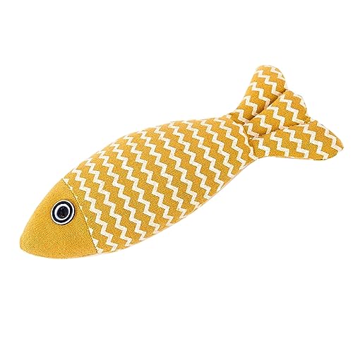 Fabater Katzenspielzeug in Fischform, Katzenminze-Fisch-Kauspielzeug, Interaktiv und Sicher, Feine Verarbeitung, für Kätzchen (Yellow) von Fabater