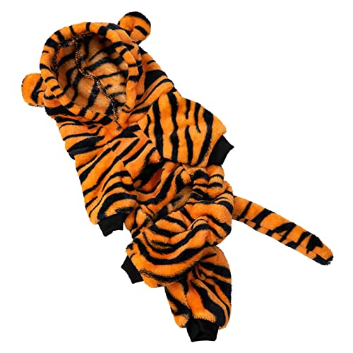 Haustier-Tiger-Kapuzenpullover, Haustier-Kostüm-Kleidung, Schön und Weich, Verhindert Haarausfall, Auffällige Farbe, Korallen-Fleece für Kleine Hunde und (L) von Fabater