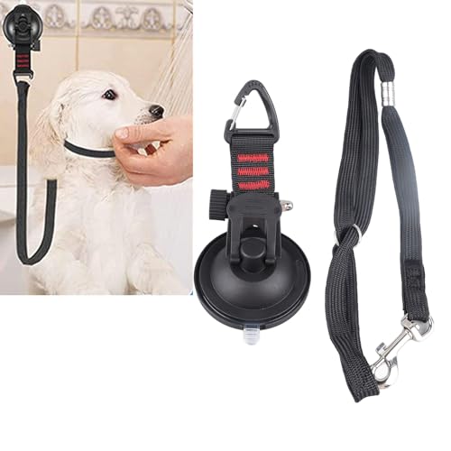 Hunde-Badeleine mit Schwerem Saugnapf, Hundepflege-Rückhalteleine mit Verstellbarem Halsband für Hunde- und Katzendusche, Wand, Glas von Fabater