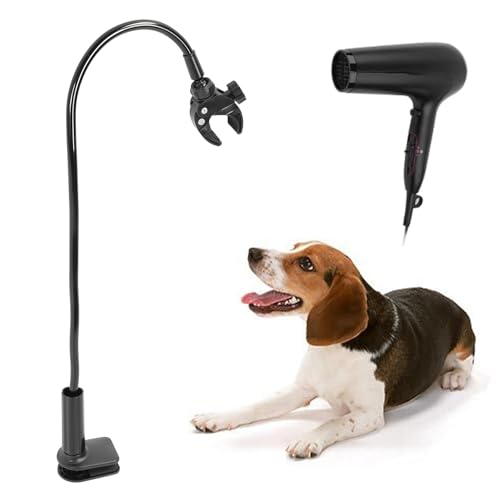 Hunde-Haartrockner-Ständer, Winkelverstellbarer Haustier-Haartrockner, Flexibler Clip-Halter, Edelstahl-Schreibtisch, Sicherheits-Tierpflegetisch, Haartrockner-Halter für von Fabater