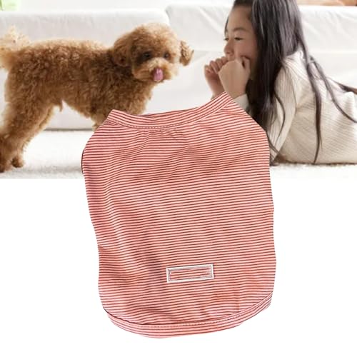 Hunde-T-Shirt, Kleine Hundebekleidung, Modisch, Leicht, Gestreift, für Outdoor-Aktivitäten für Teddy (Rot gestreifte Weste XL) von Fabater