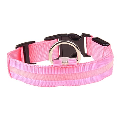 Hundehalsband mit LED-Beleuchtung, Verstellbare Größe, LED-Hundehalsband aus Polyester mit D-Ringen für Haustiere Im Freien (rosa Licht) von Fabater