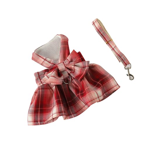 Katzenrock, Bequemes, Süßes Sommerkleid mit Hundegeschirr, Elegantes Plaid mit Riemen für Party und Alltag (L) von Fabater