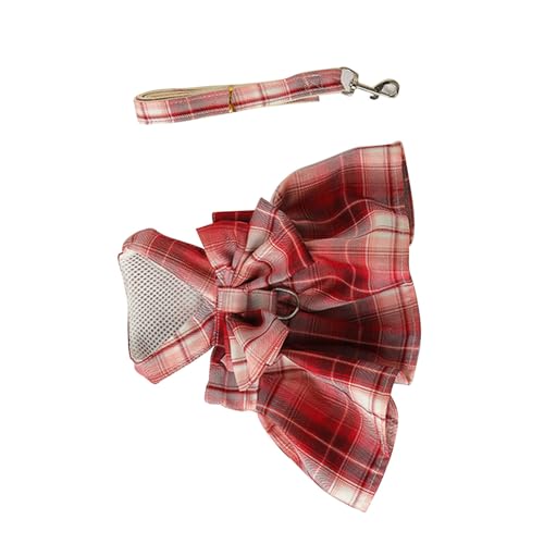 Katzenrock, Bequemes, Süßes Sommerkleid mit Hundegeschirr, Elegantes Plaid mit Riemen für Party und Alltag (XL) von Fabater