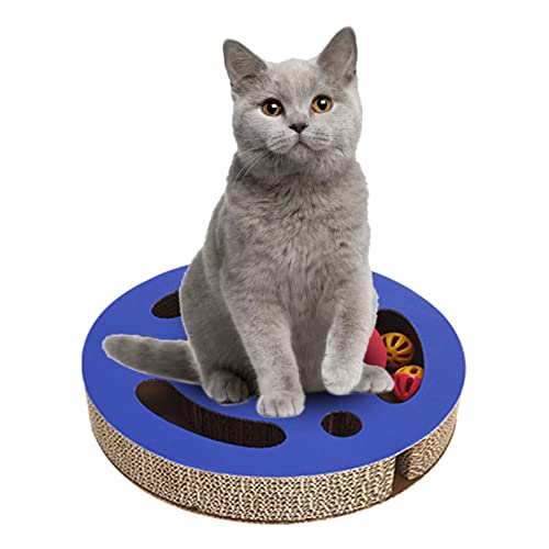 Kratzbaumspielzeug für Katzen, 3-in-1, Kratzfest, Tragbar, Rund, Gewellt, Kratzbaumspielzeug für den Innenbereich (Blue) von Fabater