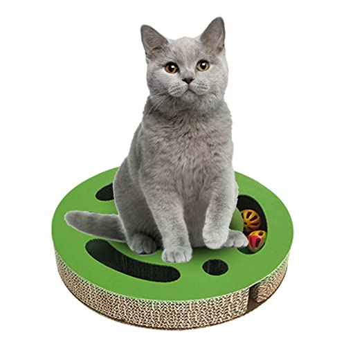 Kratzbaumspielzeug für Katzen, 3-in-1, Kratzfest, Tragbar, Rund, Gewellt, Kratzbaumspielzeug für den Innenbereich (Green) von Fabater