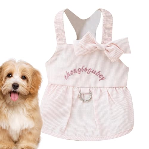 Fabixoin Hundekleidung für kleine Hunde Mädchen Sommer,Hunde-Sommerkleid | Hündchen-Prinzessin-Kleider,Hundekleid mit Schleife, Kordelzug-Schnalle, gestreifte Hunde-Outfits für kleine, mittel ße von Fabixoin