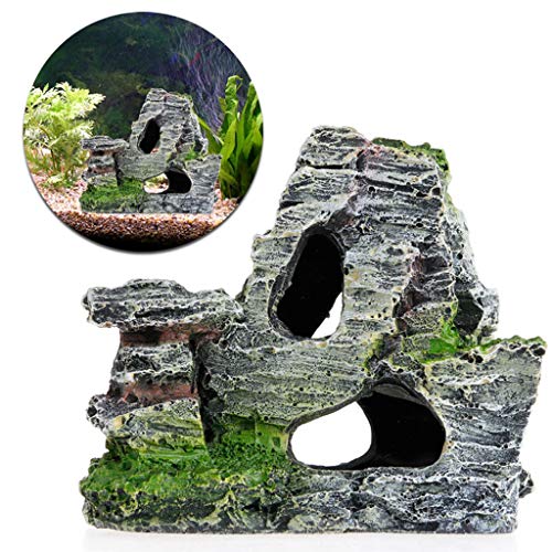 FackLOxc Aquarium Mountain View Stone Ornament Felsenhöhle Fisch Für Panzer Landschaft Harz Aquatische Haustiere Versteck Spielplatz von FackLOxc