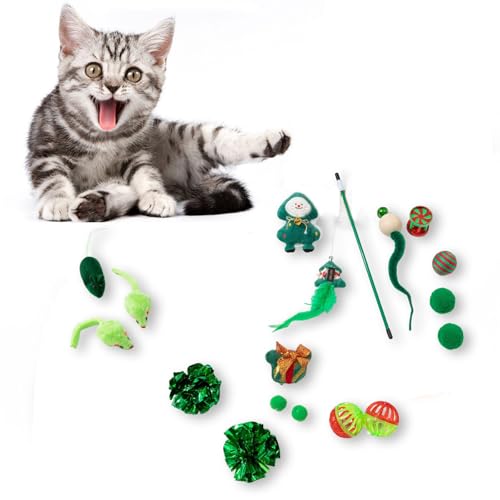 Factorys 15 Stück Katzenspielzeug Set Knisterball Interaktives Katzen Spielzeug für Kätzchen Federspielzeug Katzenbälle Spielzeugmäuse für Katzen (A) von Factorys