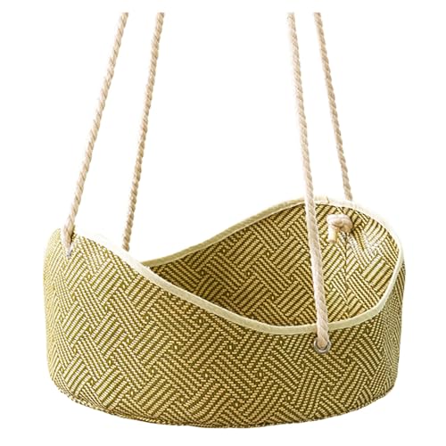 Factorys Atmungsaktiver Haustierkäfig mit Metallhaken, Rattan gewebt, für Katzen, Käfig für Kaninchen, kleine Hunde (grün) (Green, 40X22CM) von Factorys