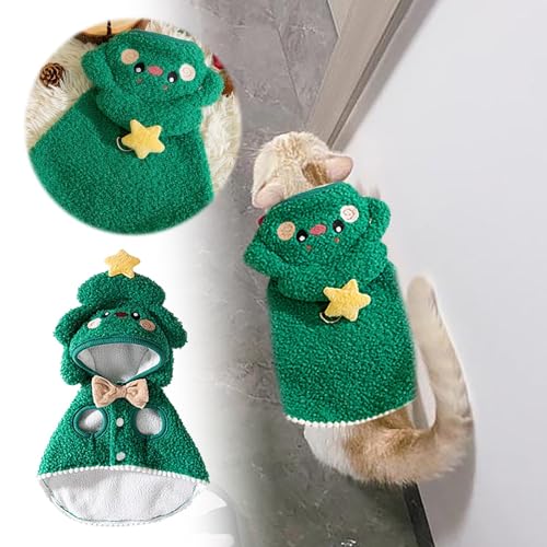 Factorys Cartoon-Katzenumhang-Kostüm für Katzen Hunde, perfekt für/Winter, Weihnachten Halloween (Green, 32cm) von Factorys