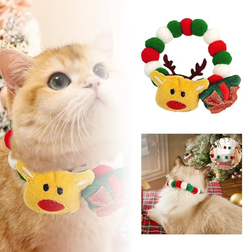 Factorys Niedlicher Kopfschmuck für Hauskatzen Welpen zu Weihnachten. Weihnachtsschmuck für Katzen Haustiere. Dekoration für Halsband, elastisches Halsband, Hundehalsband, Zubehör (A, L) von Factorys