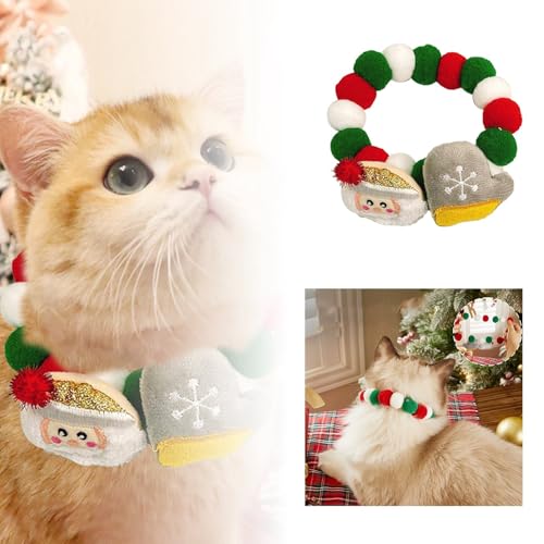 Factorys Niedlicher Kopfschmuck für Hauskatzen Welpen zu Weihnachten. Weihnachtsschmuck für Katzen Haustiere. Dekoration für Halsband, elastisches Halsband, Hundehalsband, Zubehör (C, L) von Factorys